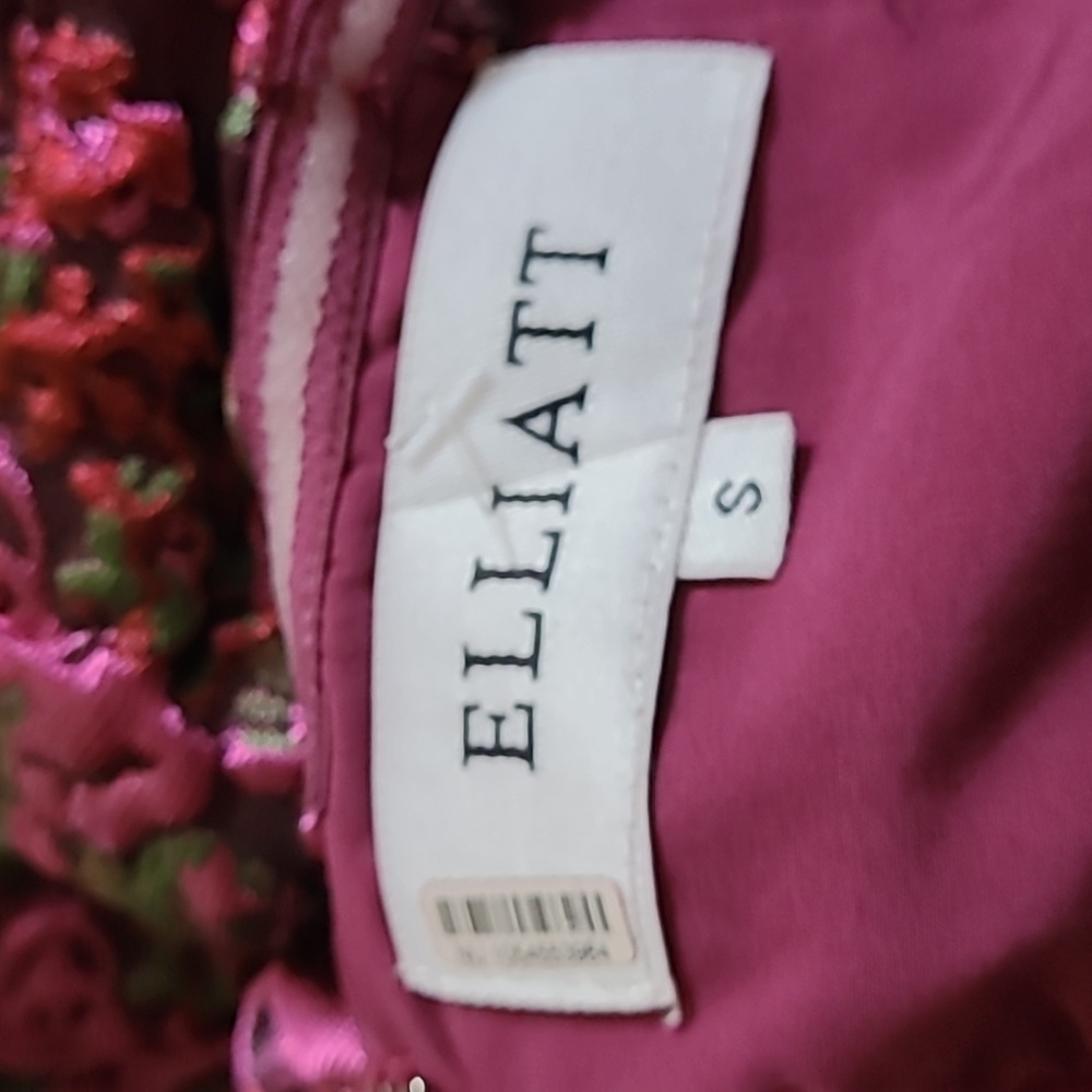 Anthropologie Strapless Textured Floral Midi Dress in Fuchsia and Green - Picture 6 of 6